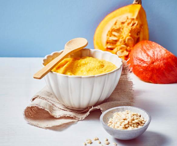 Reis mit Kürbis und Pute