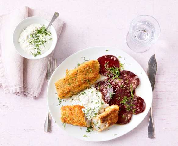 Panierter Fisch mit Remoulade Panierter Fisch mit Remoulade