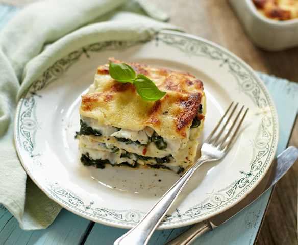 Lasagne al nasello e spinaci