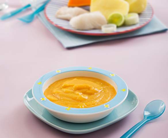 Bal Kabağı, Patates ve Balıklı Pırasa Püresi