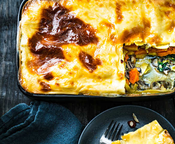 Lasagne au potimarron, aux épinards et aux champignons