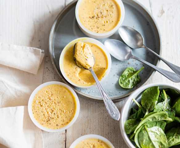 Menu veggie - Flans vapeur à la butternut et à la vanille