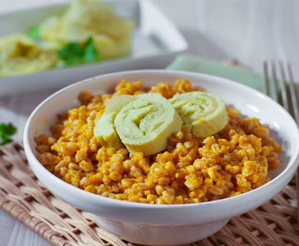 Farro alle carote con frittata