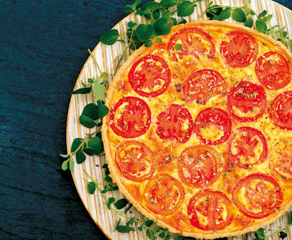 Quiche de presunto e tomate
