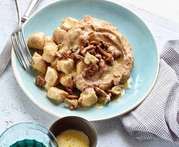 Emincé de dinde, châtaignes et champignons