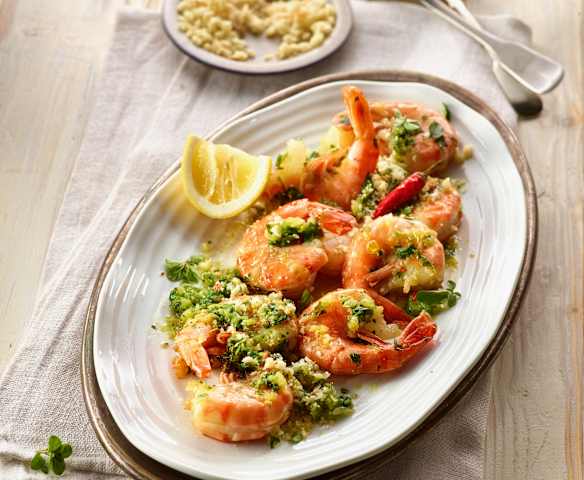 Riesengarnelen in Cognac