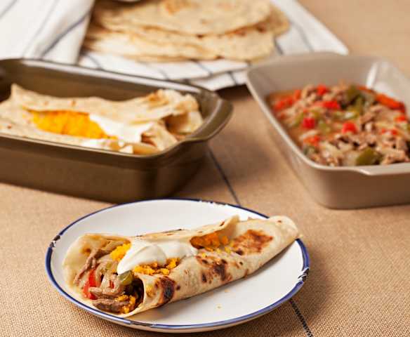 Tortillas de blé et veau épicé