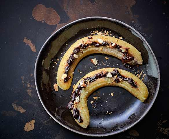 2 Plátanos con relleno de chocolate