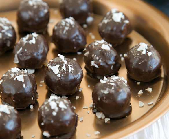 Salted chocolate and date caramels