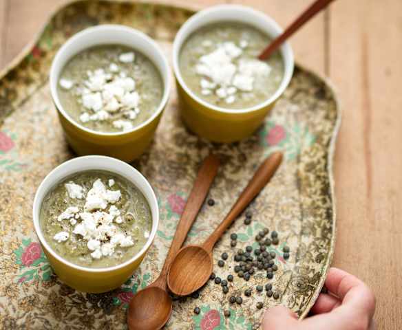 Velouté de lentilles vertes à la feta