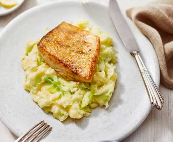 Porree-Kartoffelstampf mit Zander