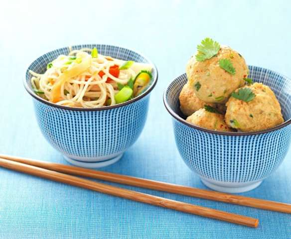 Oriental Pork Meatballs with Noodles