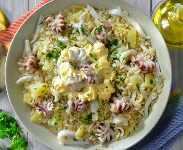 Insalata di riso con seppie e patate