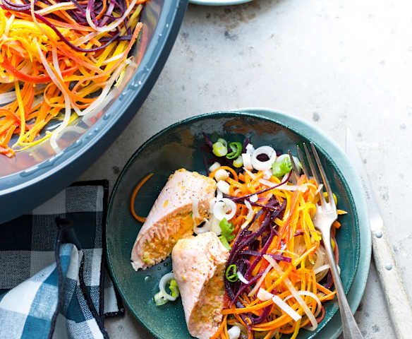 Paupiettes de saumon vapeur et carottes