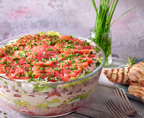 Tomaten-Schinken-Schichtsalat