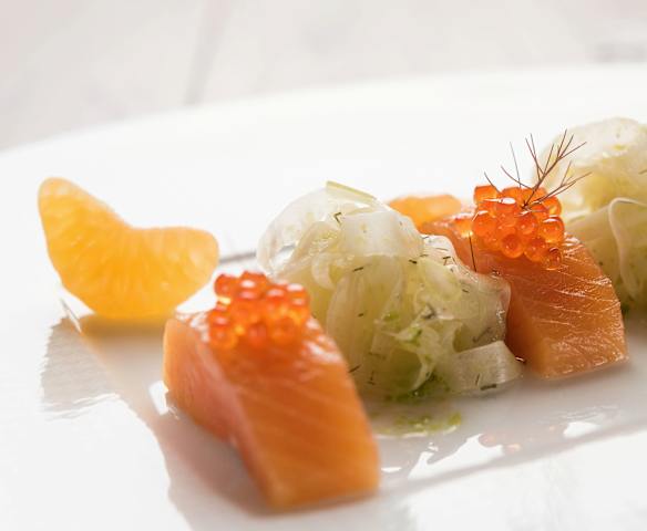 Gebeizte Meerforelle mit Fenchelsalat