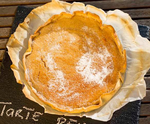 Tarte de requeijão e amêndoa