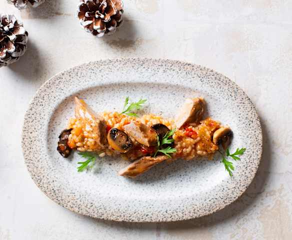 Arroz meloso de secreto ibérico al Pedro Ximenez