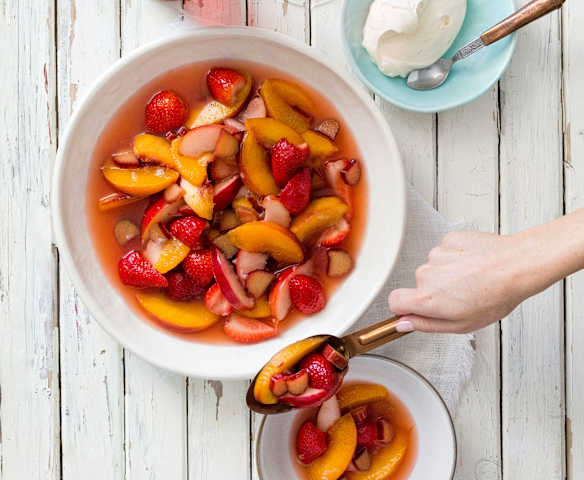 Pickled fruit salad with honey labne Pickled fruit salad with honey labne