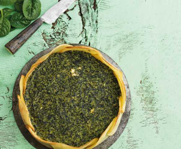 Quiche de espinafres com base de batata