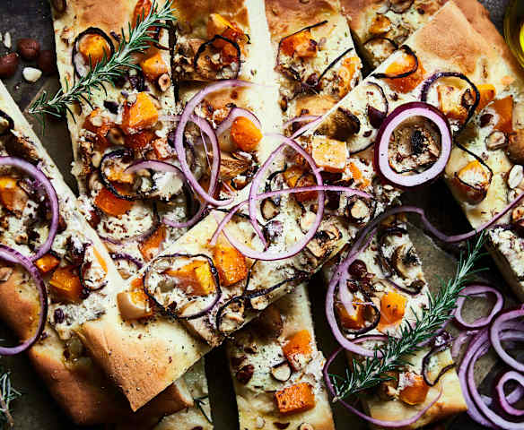 Focaccia aux champignons et butternut