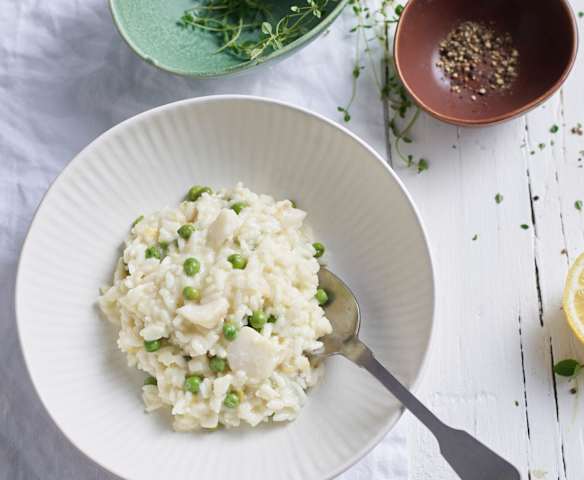 Risotto piselli, merluzzo e menta