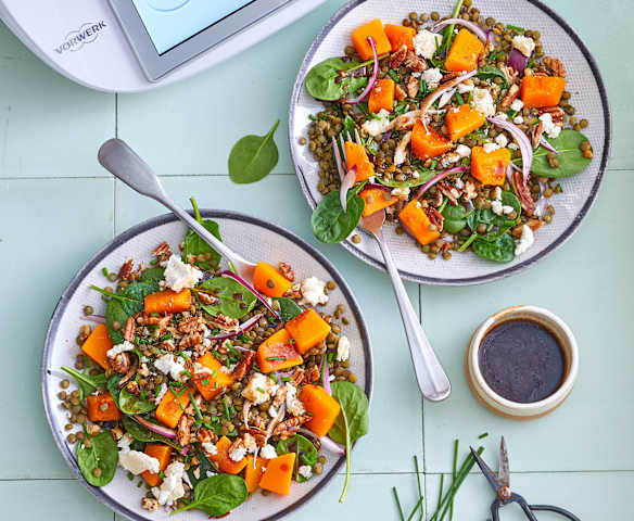 Salade tiède de butternut, épinards et chèvre