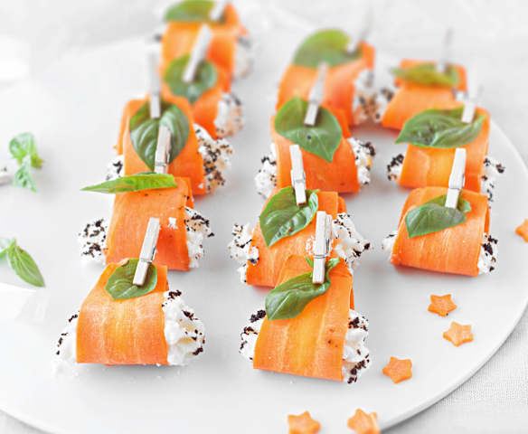Bocaditos de zanahoria con crema de mozzarella