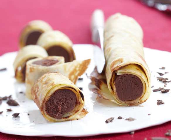 Roulés de crêpe au chocolat