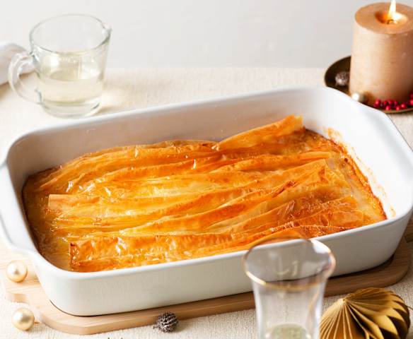 Pudin crujiente con masa filo