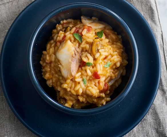 Risoto de corvina e amêijoa