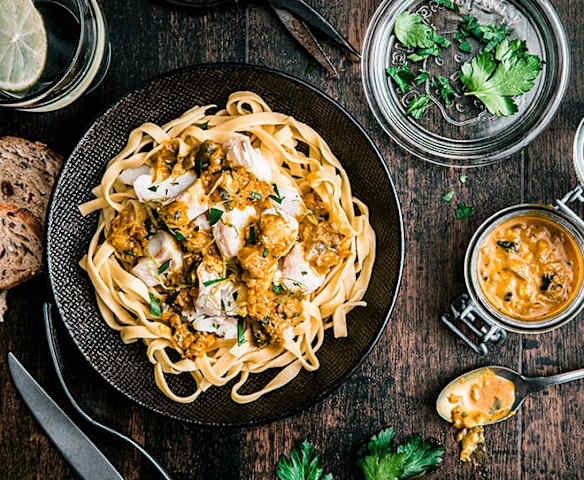 Tagliolini au cabillaud et au combava