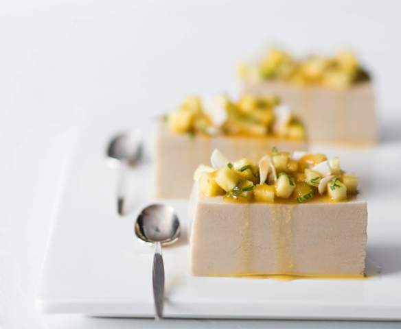 Coconut & almond jelly with pineapple syrup