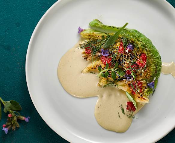 Grilovaná kapusta s majonézou z lososovitého pstruha