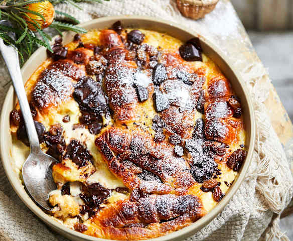 Mocha croissant pudding