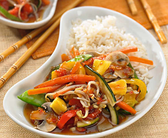 蒸蔬菜飯佐甜酸醬