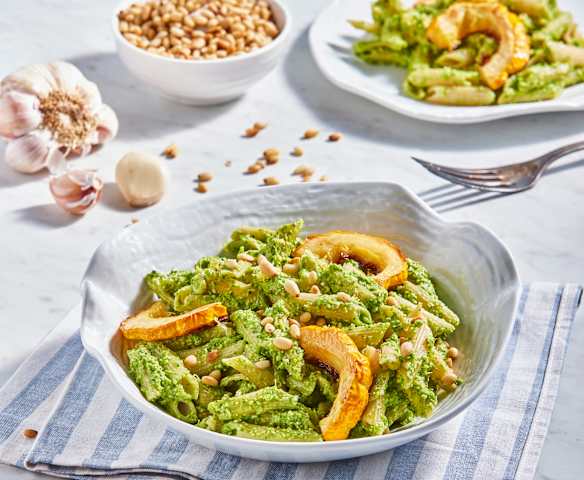 Broccoli Rabe Pesto with Pasta and Roasted Squash