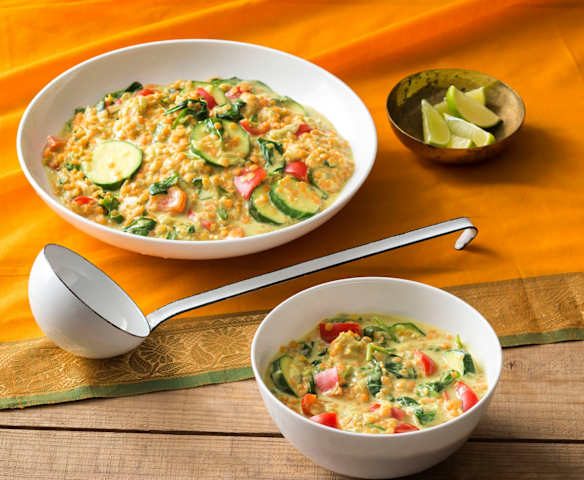 Zucchini, lentil and coconut stew