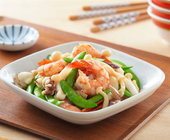 甜豌豆炒雙鮮