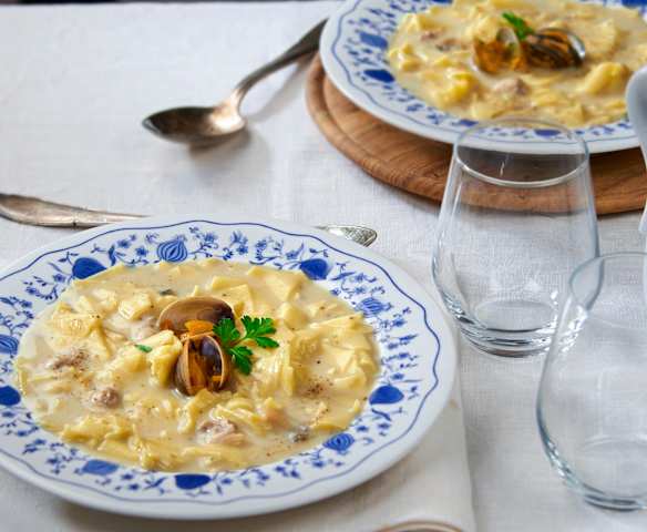 Minestra di vongole con maltagliati