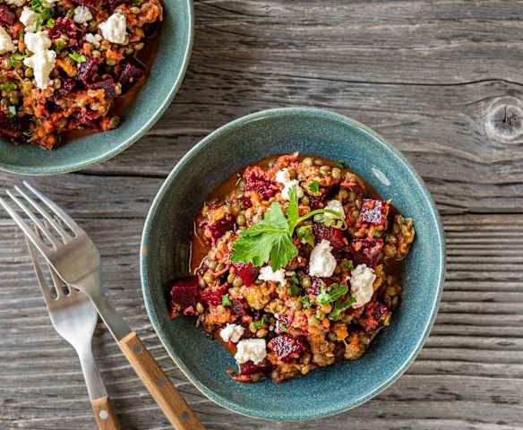 Linsensalat mit Randen und Feta