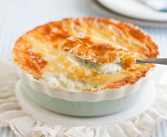 Empada de frango e alho-francês