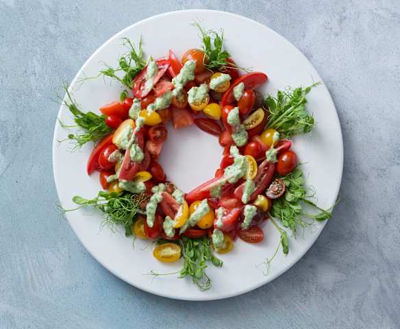 Tomatoes with wasabi dressing