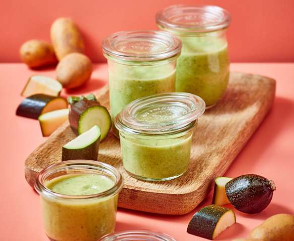 Zucchini-Kartoffel-Brei mit Hähnchen