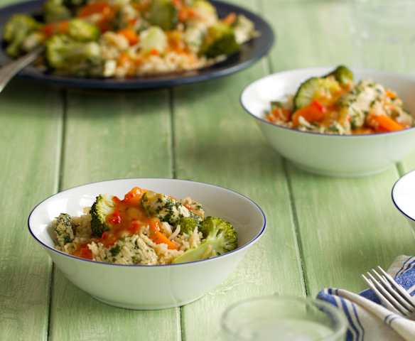 Asian-style Chicken, Rice and Vegetables