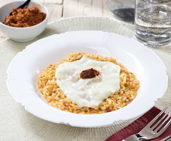 Riso alla 'nduja con fonduta di provola