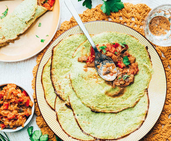 Crêpes de courgette aux légumes d'été