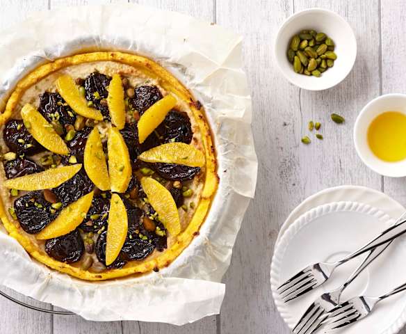 Tarte de polenta aux fruits secs