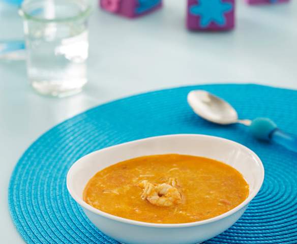 Sopa de fideos con gambas