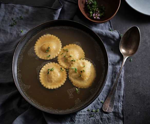 Lamb Soup with Butternut Squash Ravioli